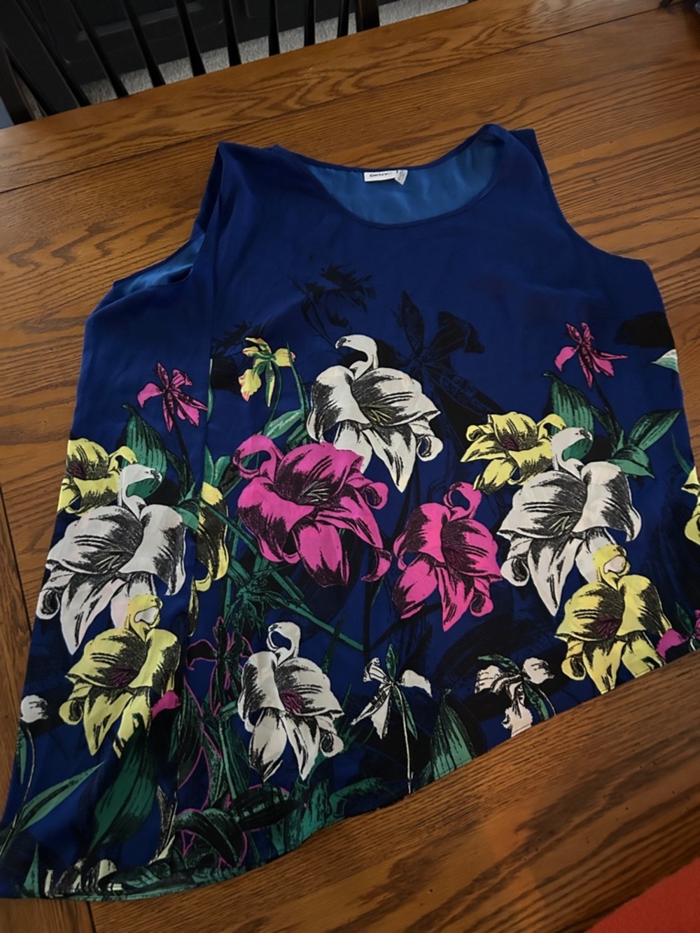 DKNY Royal Blue Floral Scoop Neck Camisole